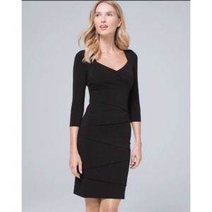 WHBM Slimming Black Sheath Dress 3/4 Sleeve